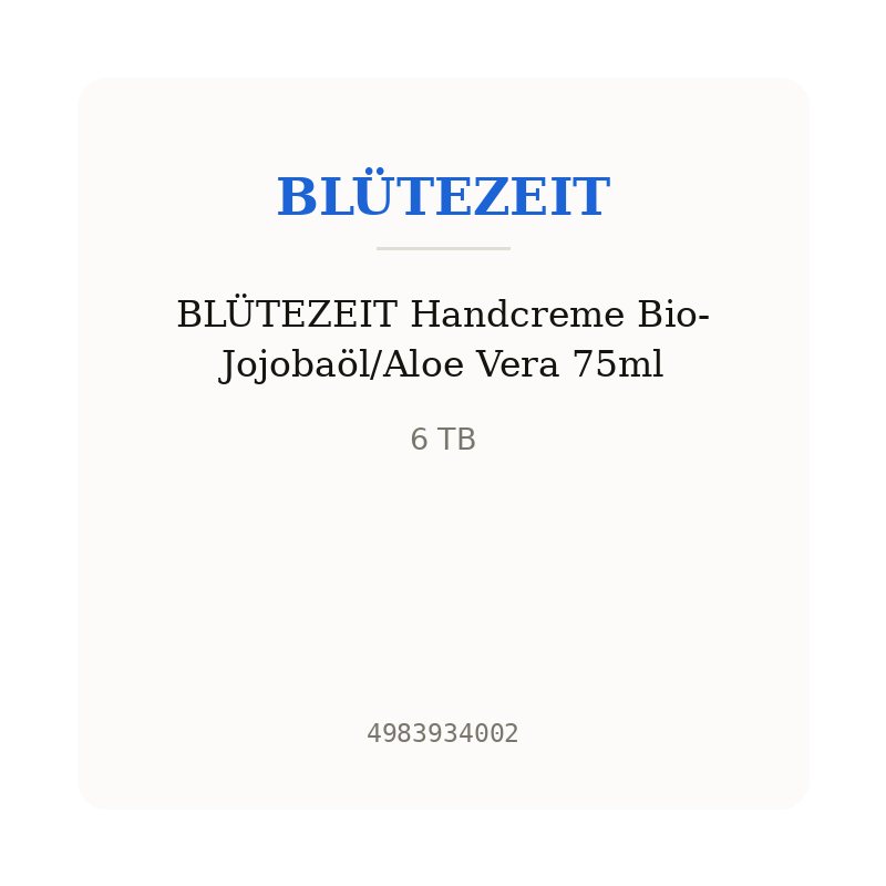 BLÜTEZEIT Handcreme Bio-Jojobaöl/Aloe Vera 75ml