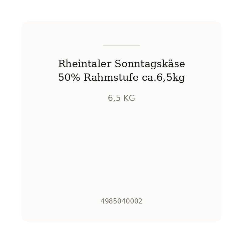 Rheintaler Sonntagskäse 50% Rahmstufe ca.6,5kg