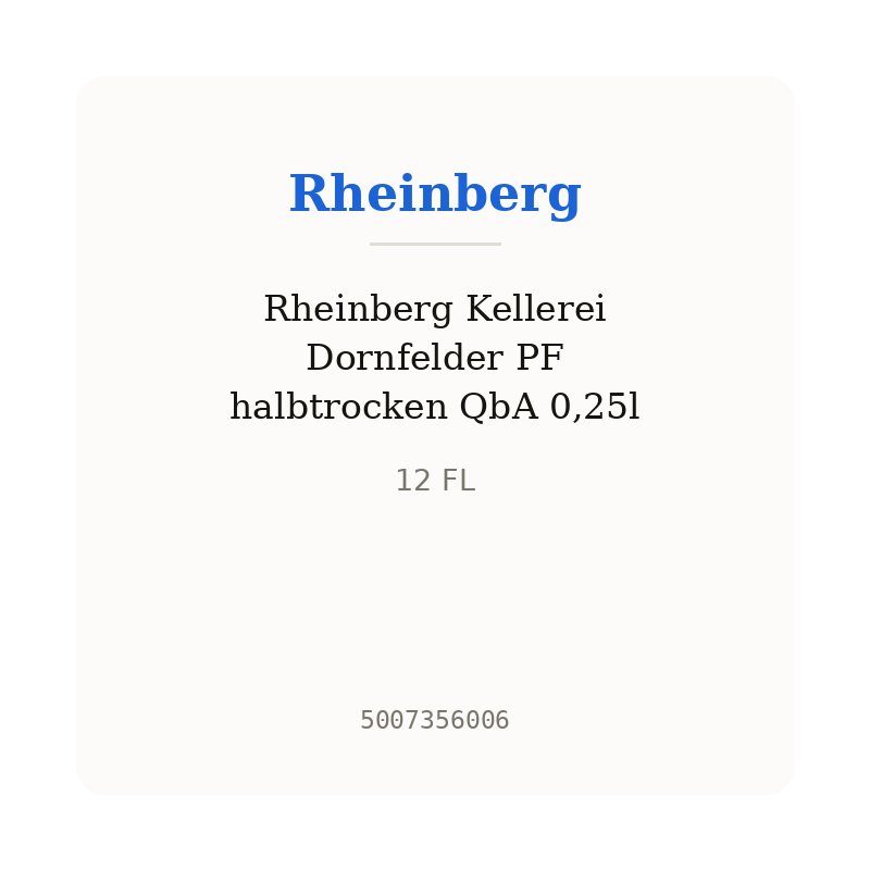 Rheinberg Kellerei Dornfelder PF halbtrocken QbA 0,25l