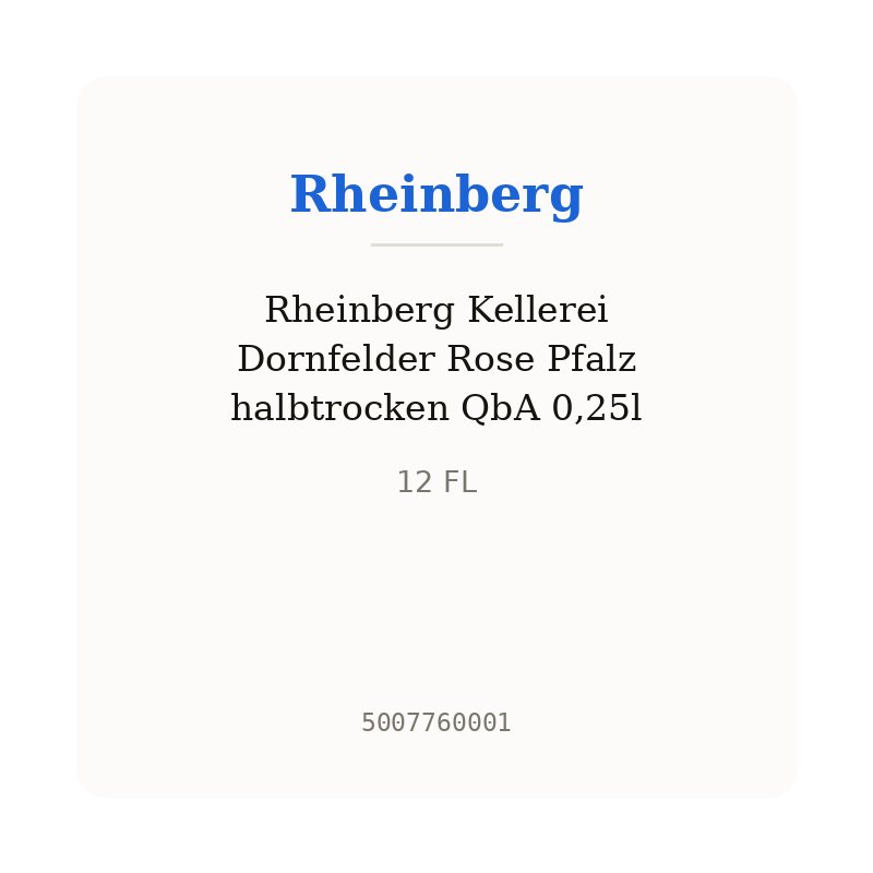 Rheinberg Kellerei Dornfelder Rose Pfalz halbtrocken QbA 0,25l