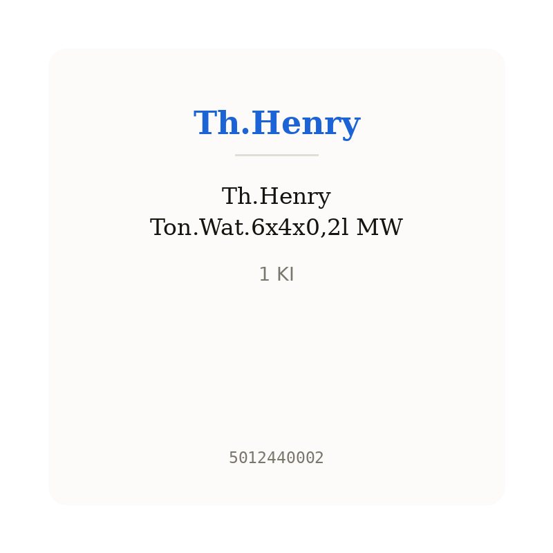 Th.Henry Ton.Wat.6x4x0,2l MW