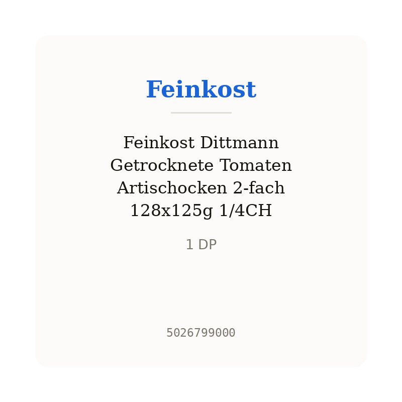 Feinkost Dittmann Getrocknete Tomaten Artischocken 2-fach 128x125g 1/4CH