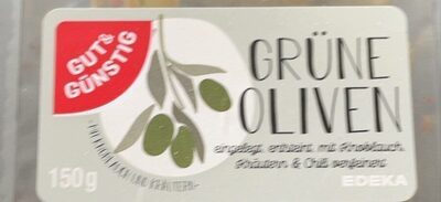 GUT&GÜNSTIG Grüne Oliven mit Chili Knoblauch&Kräutern 150g