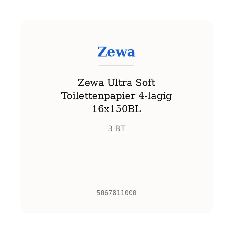 Zewa Ultra Soft Toilettenpapier 4-lagig 16x150BL