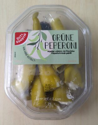 GUT&GÜNSTIG Grüne Peperoni gefüllt mit Frischkäse 150g