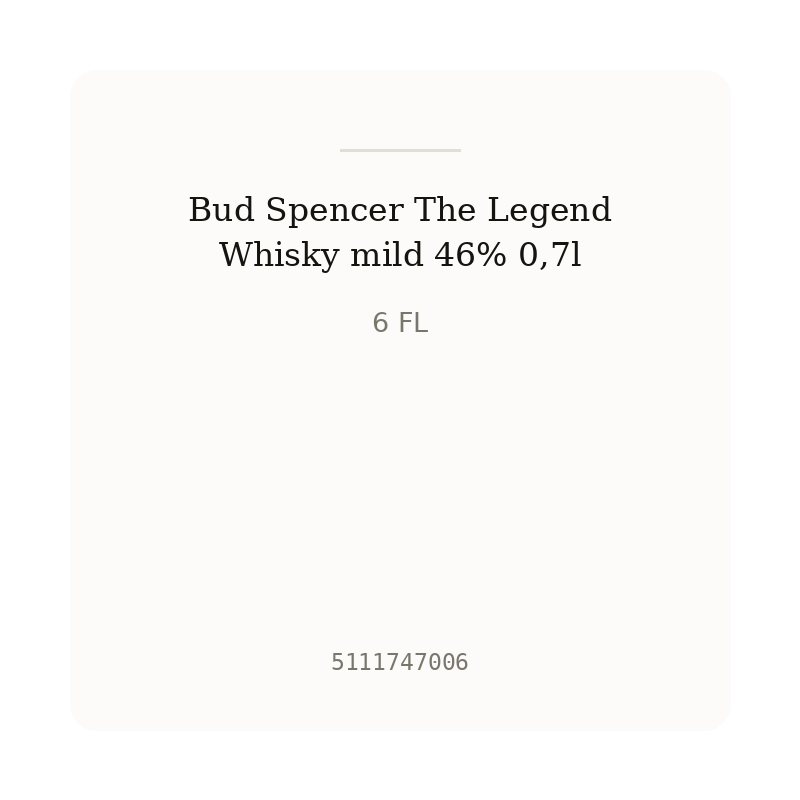 Bud Spencer The Legend Whisky mild 46% 0,7l
