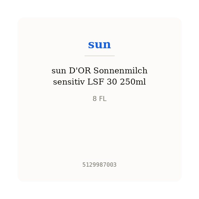 sun D'OR Sonnenmilch sensitiv LSF 30 250ml