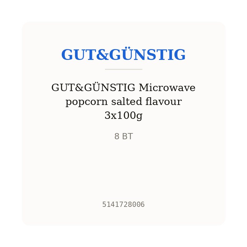 GUT&GÜNSTIG Microwave popcorn salted flavour 3x100g