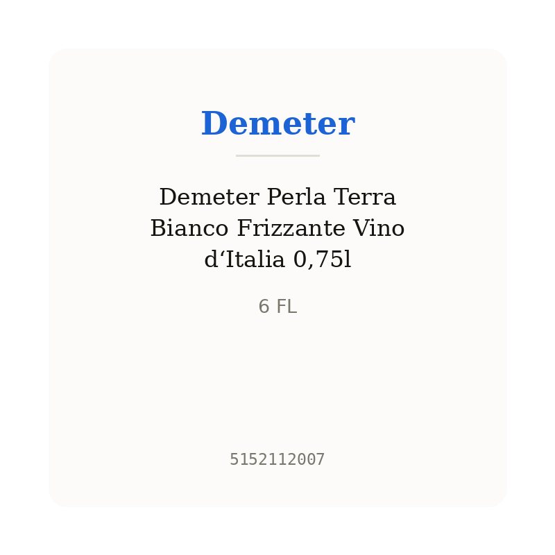 Demeter Perla Terra Bianco Frizzante Vino d‘Italia 0,75l
