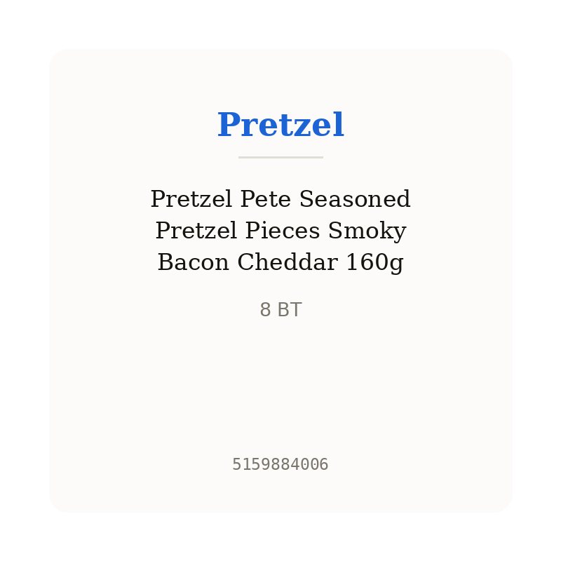 Pretzel Pete Seasoned Pretzel Pieces Smoky Bacon Cheddar 160g