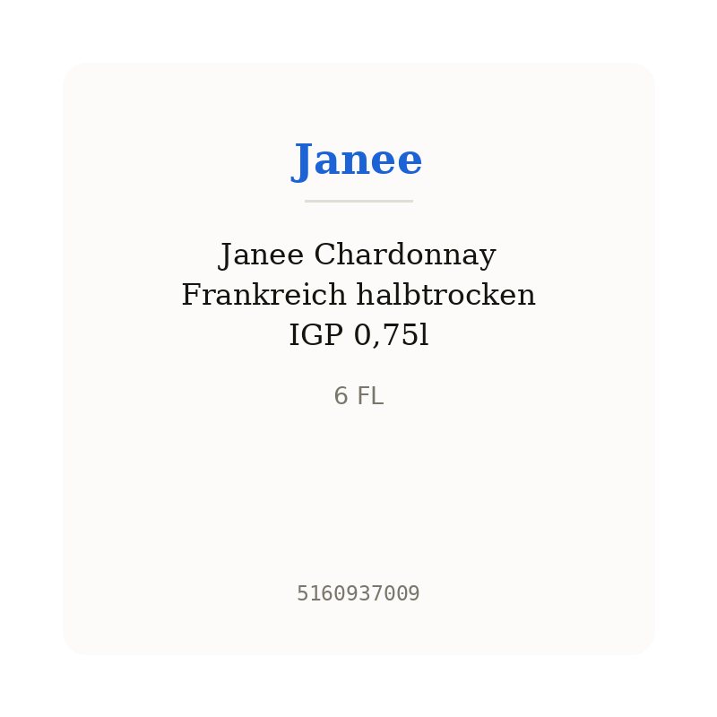 Janee Chardonnay Frankreich halbtrocken IGP 0,75l
