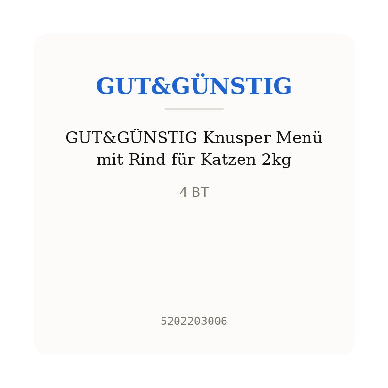 GUT&GÜNSTIG Knusper Menü mit Rind für Katzen 2kg