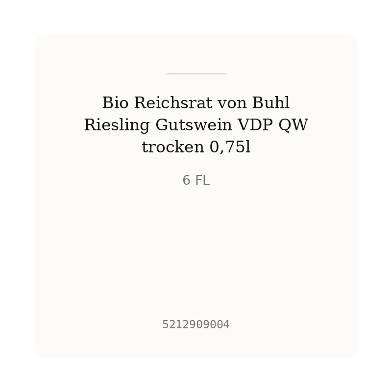 Bio Reichsrat von Buhl Riesling Gutswein VDP QW trocken 0,75l
