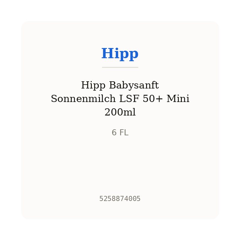 Hipp Babysanft Sonnenmilch LSF 50+ Mini 200ml