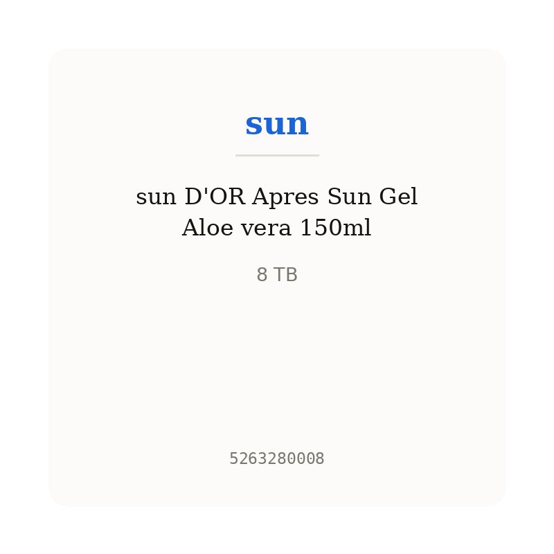 sun D'OR Apres Sun Gel Aloe vera 150ml