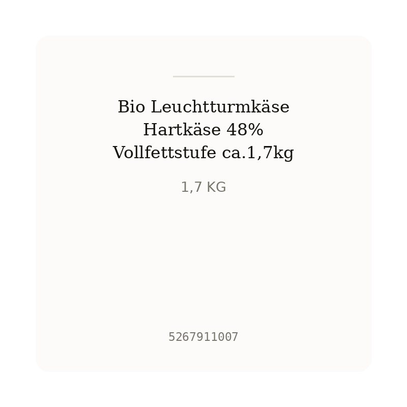 Bio Leuchtturmkäse Hartkäse 48% Vollfettstufe ca.1,7kg