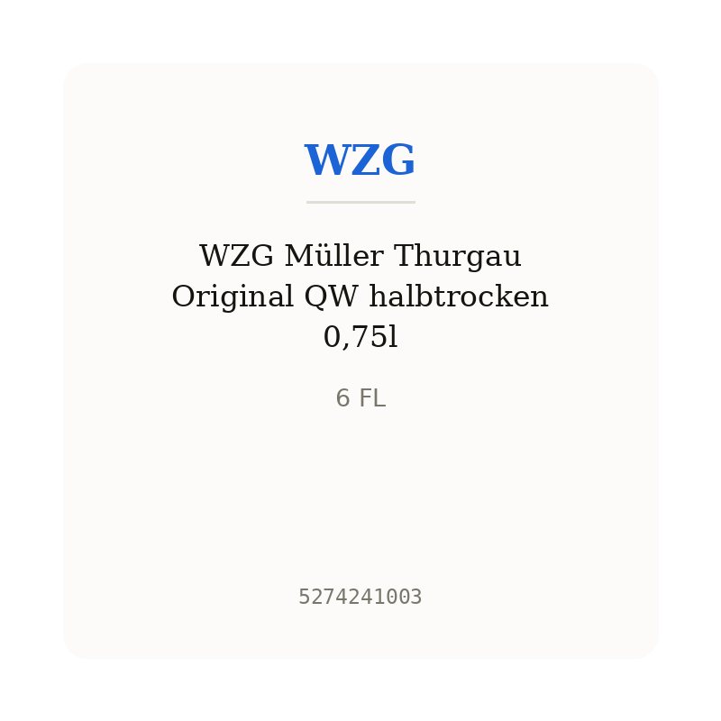 WZG Müller Thurgau Original QW halbtrocken 0,75l