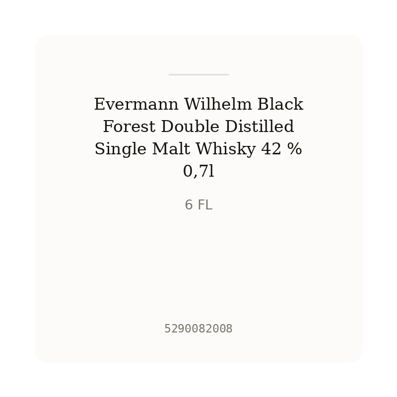 Evermann Wilhelm Black Forest Double Distilled Single Malt Whisky 42 % 0,7l
