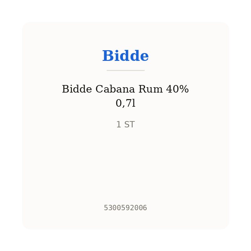 Bidde Cabana Rum 40% 0,7l