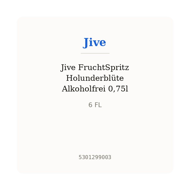 Jive FruchtSpritz Holunderblüte Alkoholfrei 0,75l