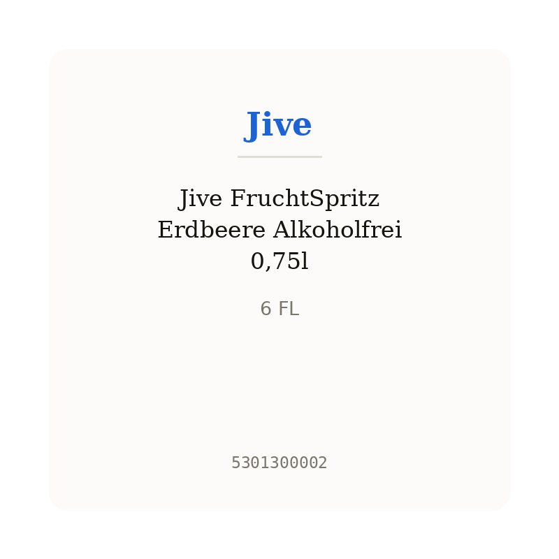 Jive FruchtSpritz Erdbeere Alkoholfrei 0,75l