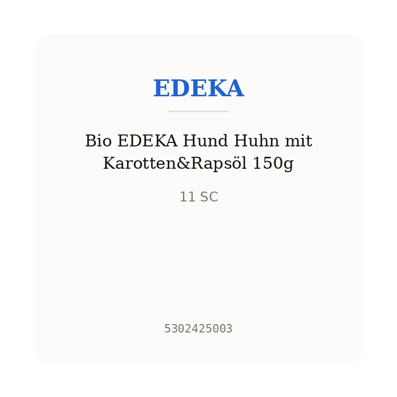 Bio EDEKA Hund Huhn mit Karotten&Rapsöl 150g