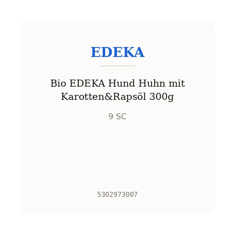 Bio EDEKA Hund Huhn mit Karotten&Rapsöl 300g