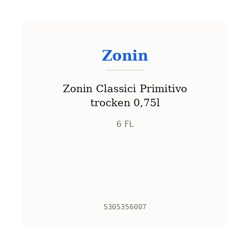 Zonin Classici Primitivo trocken 0,75l