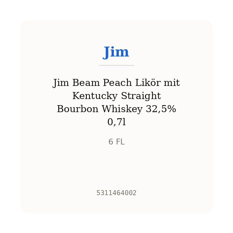 Jim Beam Peach Likör mit Kentucky Straight Bourbon Whiskey 32,5% 0,7l