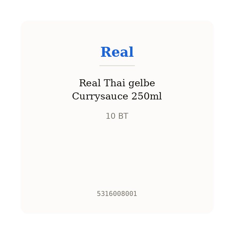Real Thai gelbe Currysauce 250ml
