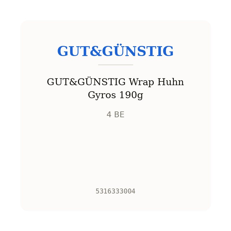 GUT&GÜNSTIG Wrap Huhn Gyros 190g