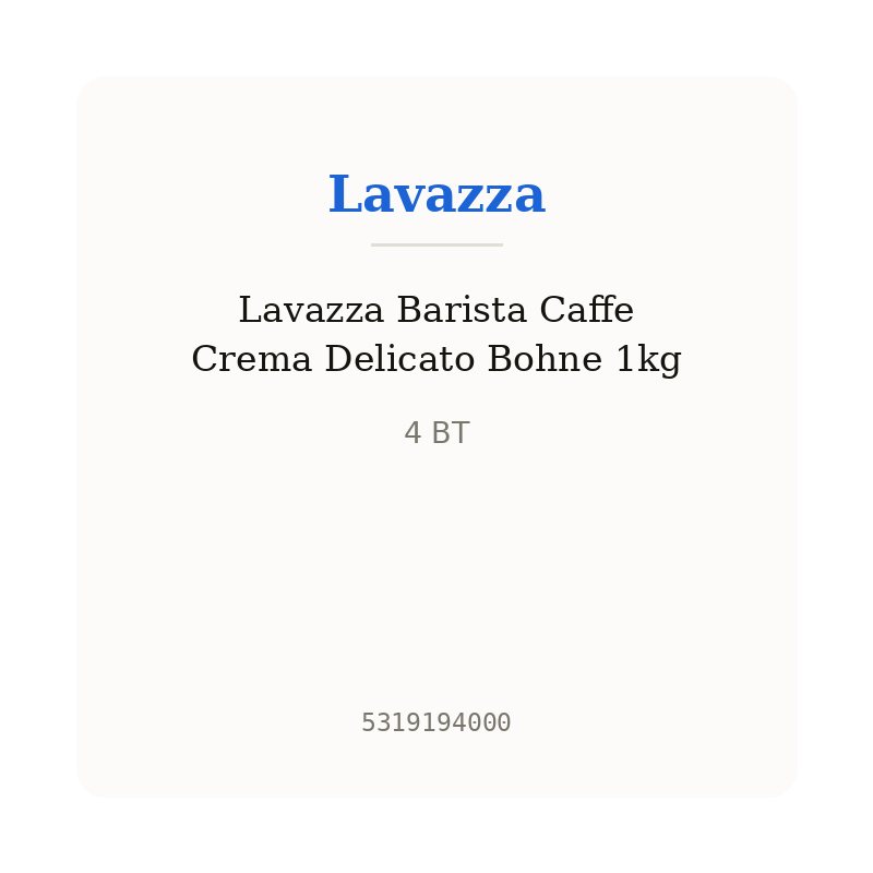 Lavazza Barista Caffe Crema Delicato Bohne 1kg