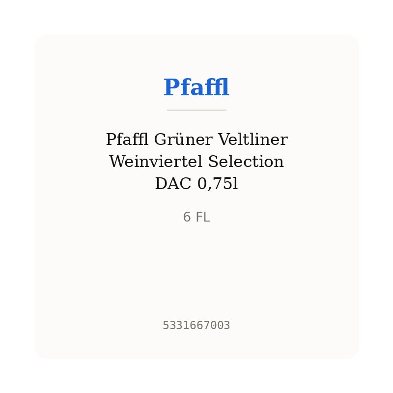 Pfaffl Grüner Veltliner Weinviertel Selection DAC 0,75l