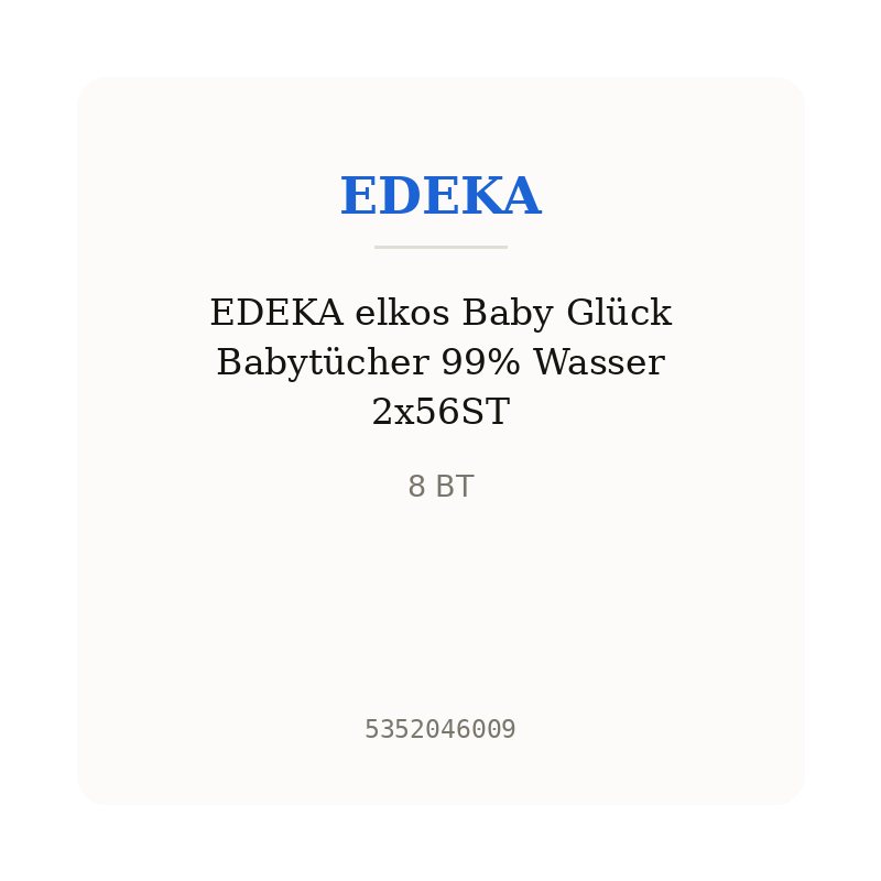 EDEKA elkos Baby Glück Babytücher 99% Wasser 2x56ST