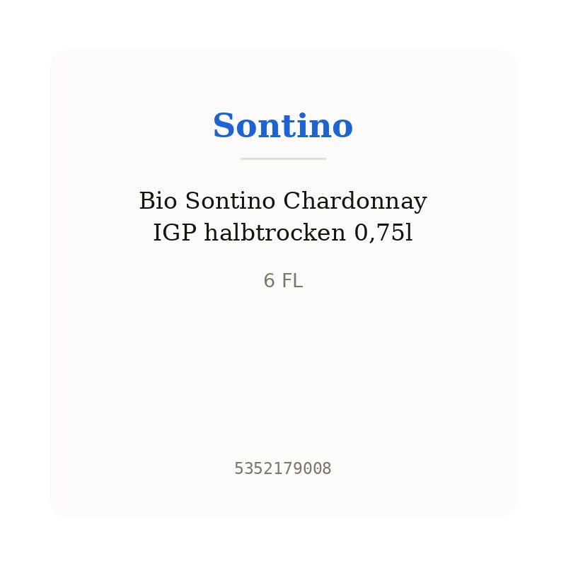 Bio Sontino Chardonnay IGP halbtrocken 0,75l