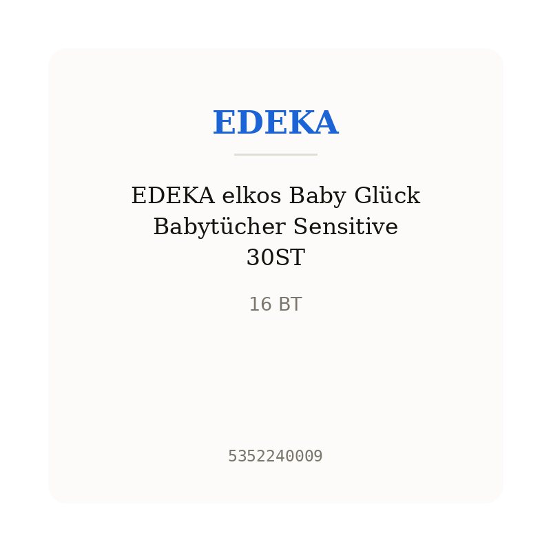 EDEKA elkos Baby Glück Babytücher Sensitive 30ST