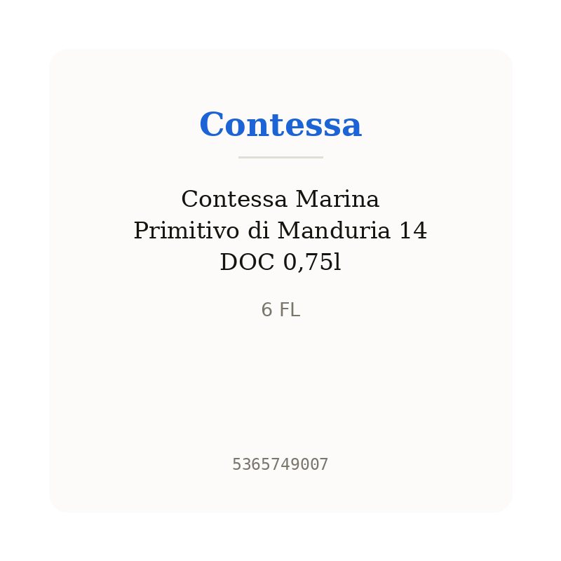 Contessa Marina Primitivo di Manduria 14 DOC 0,75l