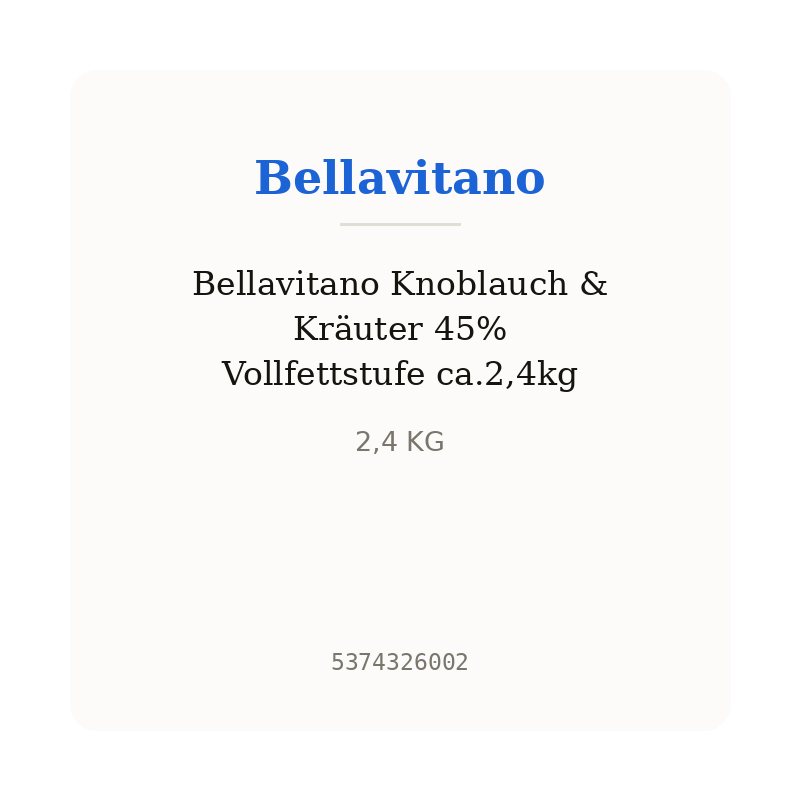 Bellavitano Knoblauch & Kräuter 45% Vollfettstufe ca.2,4kg