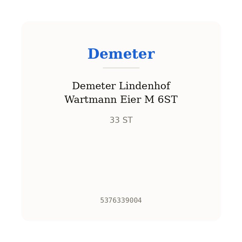 Demeter Lindenhof Wartmann Eier M 6ST