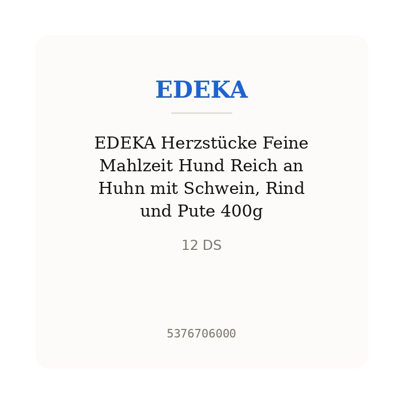EDEKA Herzstücke Feine Mahlzeit Hund Reich an Huhn mit Schwein, Rind und Pute 400g
