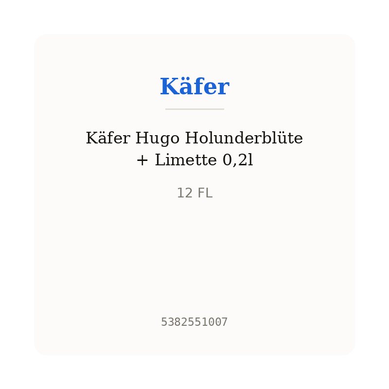 Käfer Hugo Holunderblüte + Limette 0,2l