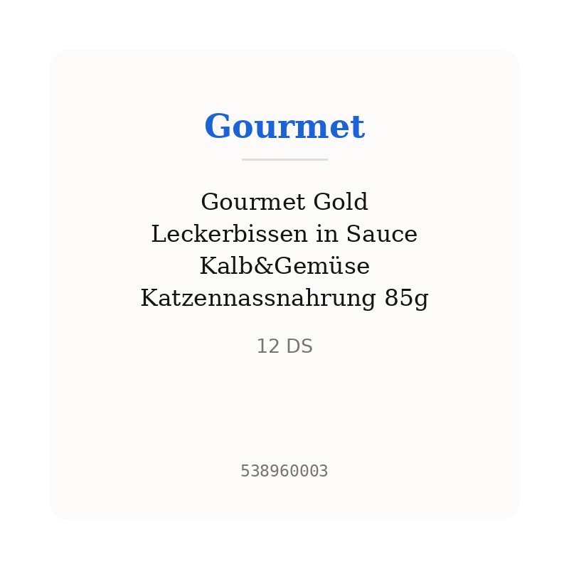 Gourmet Gold Leckerbissen in Sauce Kalb&Gemüse Katzennassnahrung 85g