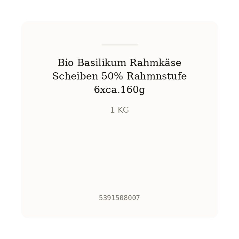 Bio Basilikum Rahmkäse Scheiben 50% Rahmnstufe 6xca.160g