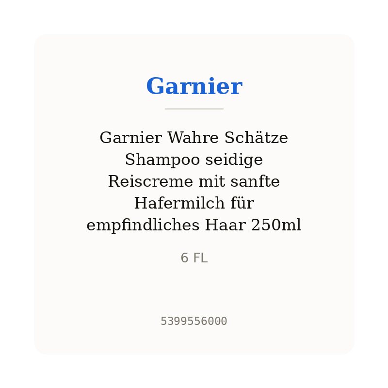 Garnier Wahre Schätze Shampoo seidige Reiscreme mit sanfte Hafermilch für empfindliches Haar 250ml