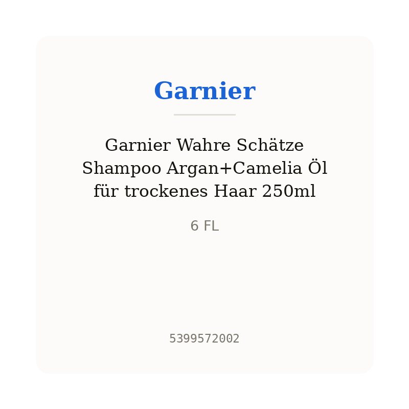 Garnier Wahre Schätze Shampoo Argan+Camelia Öl für trockenes Haar 250ml