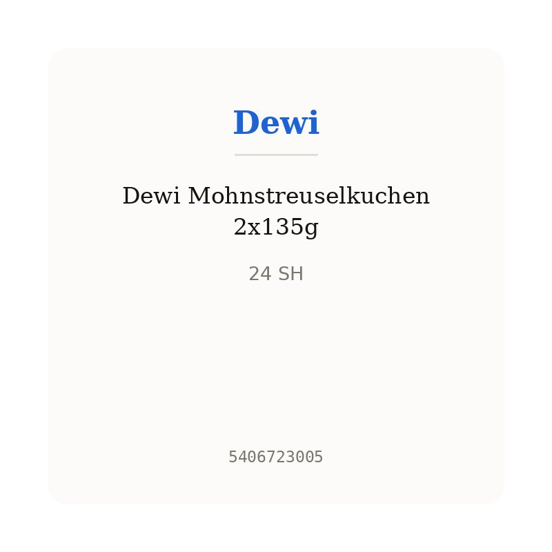 Dewi Mohnstreuselkuchen 2x135g