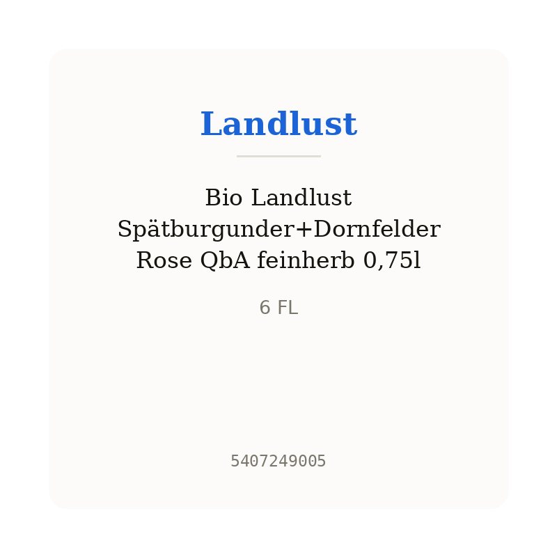 Bio Landlust Spätburgunder+Dornfelder Rose QbA feinherb 0,75l