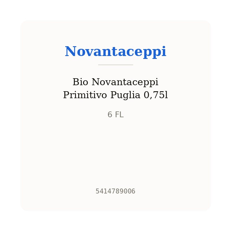 Bio Novantaceppi Primitivo Puglia 0,75l