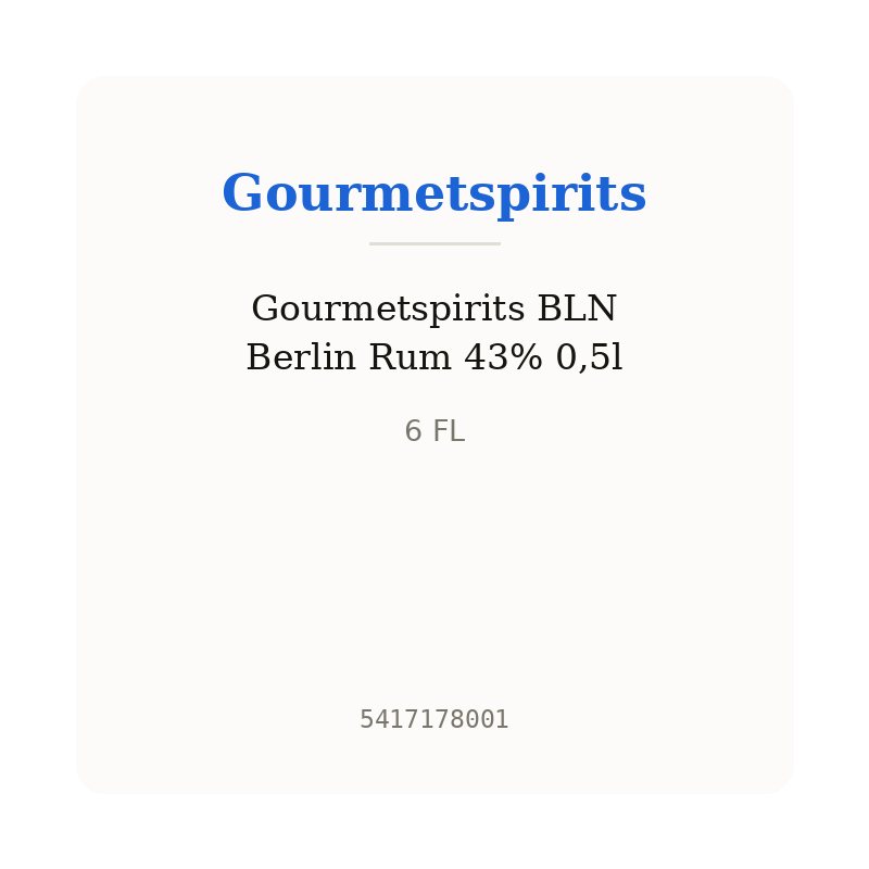 Gourmetspirits BLN Berlin Rum 43% 0,5l