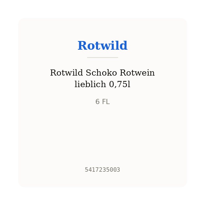 Rotwild Schoko Rotwein lieblich 0,75l